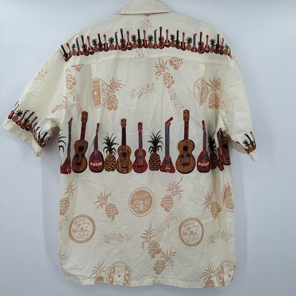 Vintage Hawaiian Togs Button Front Short Sleeve Shirt Size XL Guitars Pineapples - Picture 7 of 11